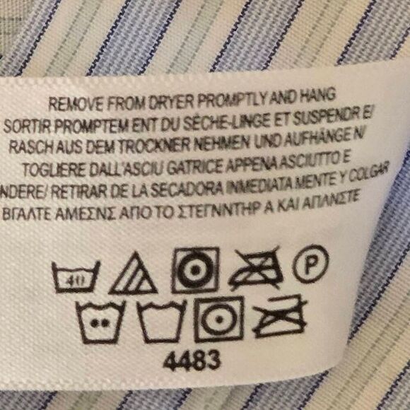 Brooks Brothers Mens Stripe Slim Fit Non-Iron Button Down Shirt Blue Size 17.5 - Picture 11 of 12